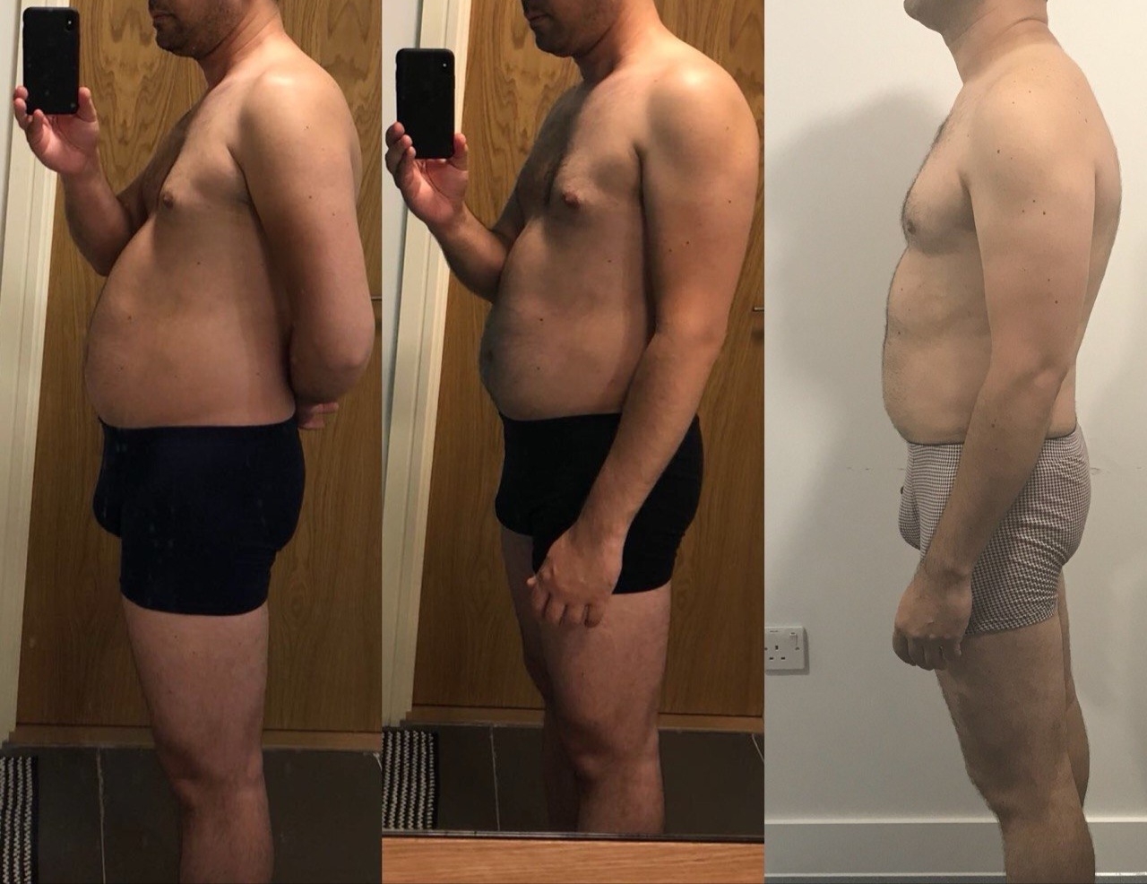 3-stage male body transformation — Amin FitPro client